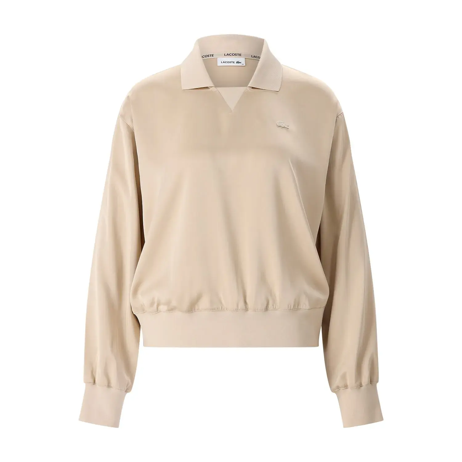 Langärmliges Poloshirt aus Satin