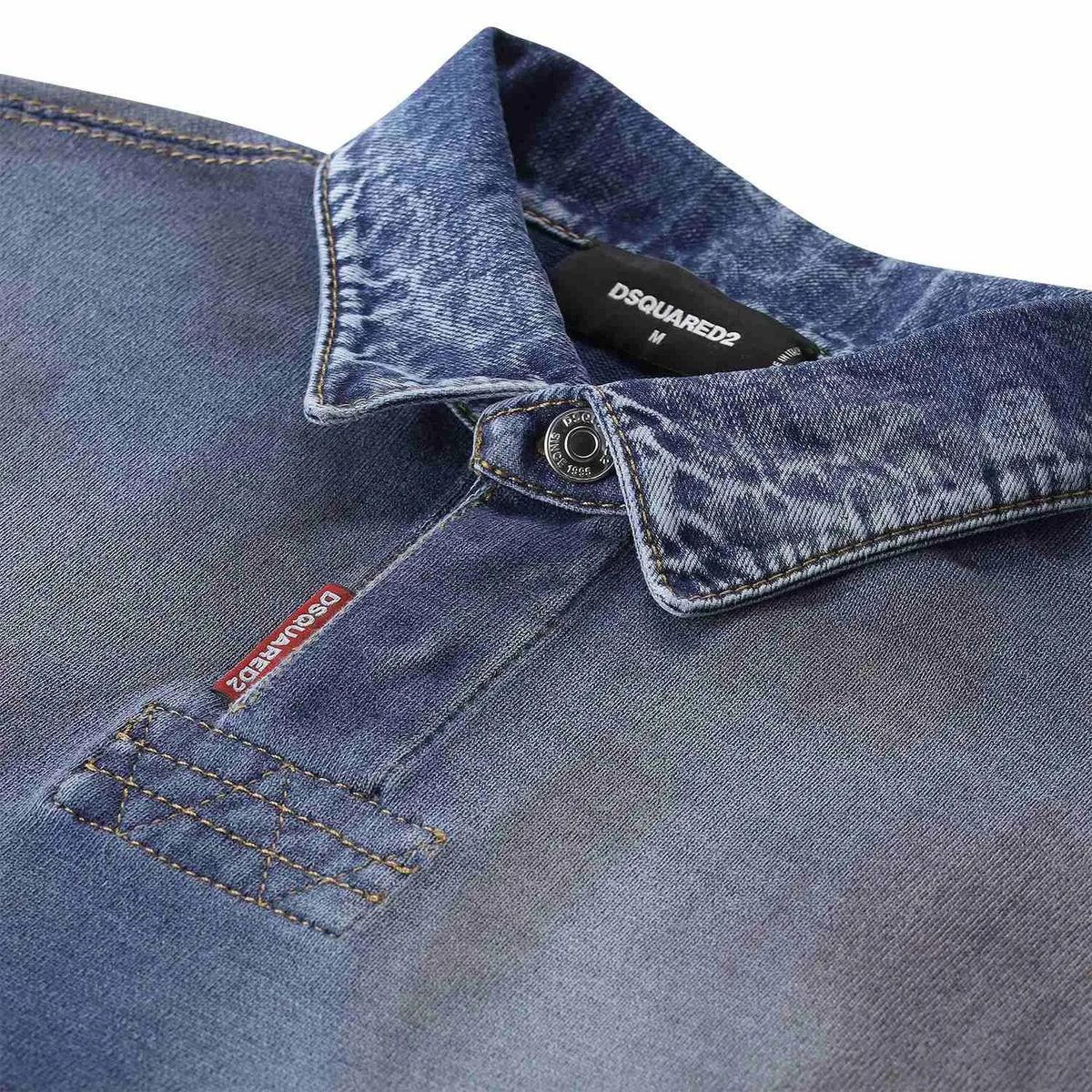Langärmliges Poloshirt im Denim-Stil