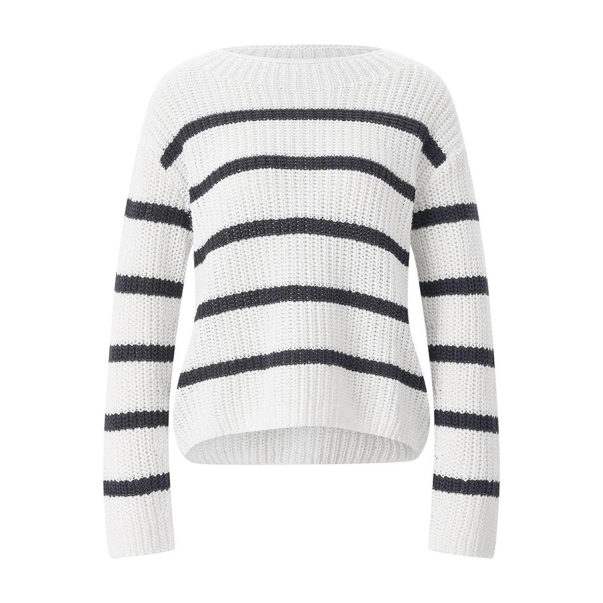 Gestreifter Strickpullover mit Rundhalsausschnitt
