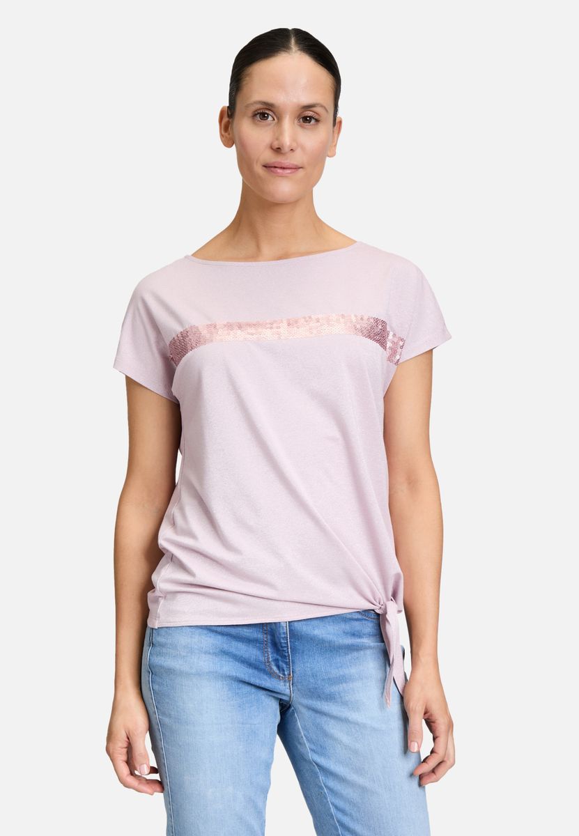 Shirt mit Knotendetail und Paillettenstreifen