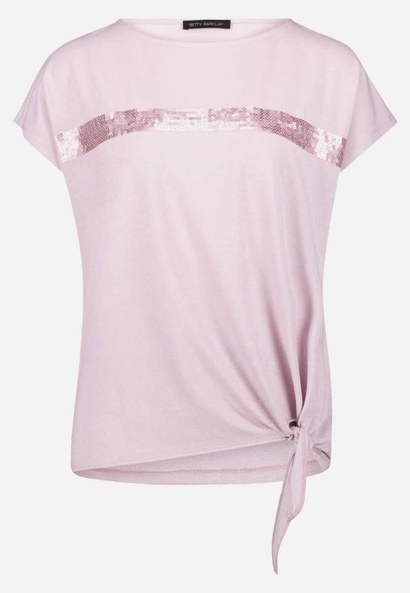 Shirt mit Knotendetail und Paillettenstreifen