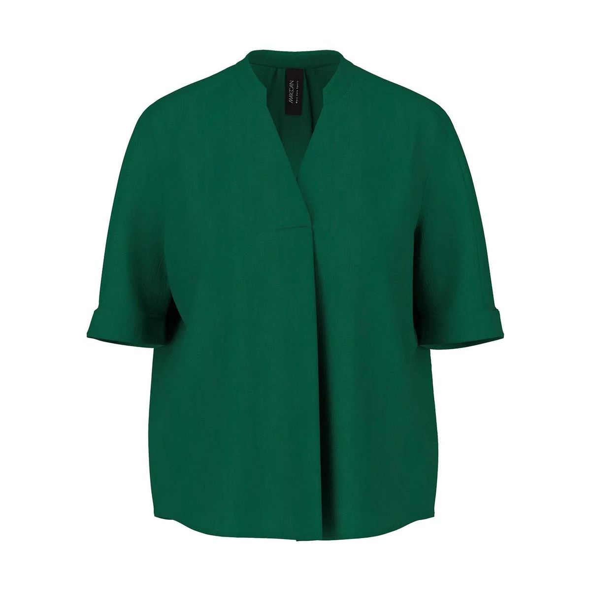 Grüne Kurzarm Bluse ohne Kragen