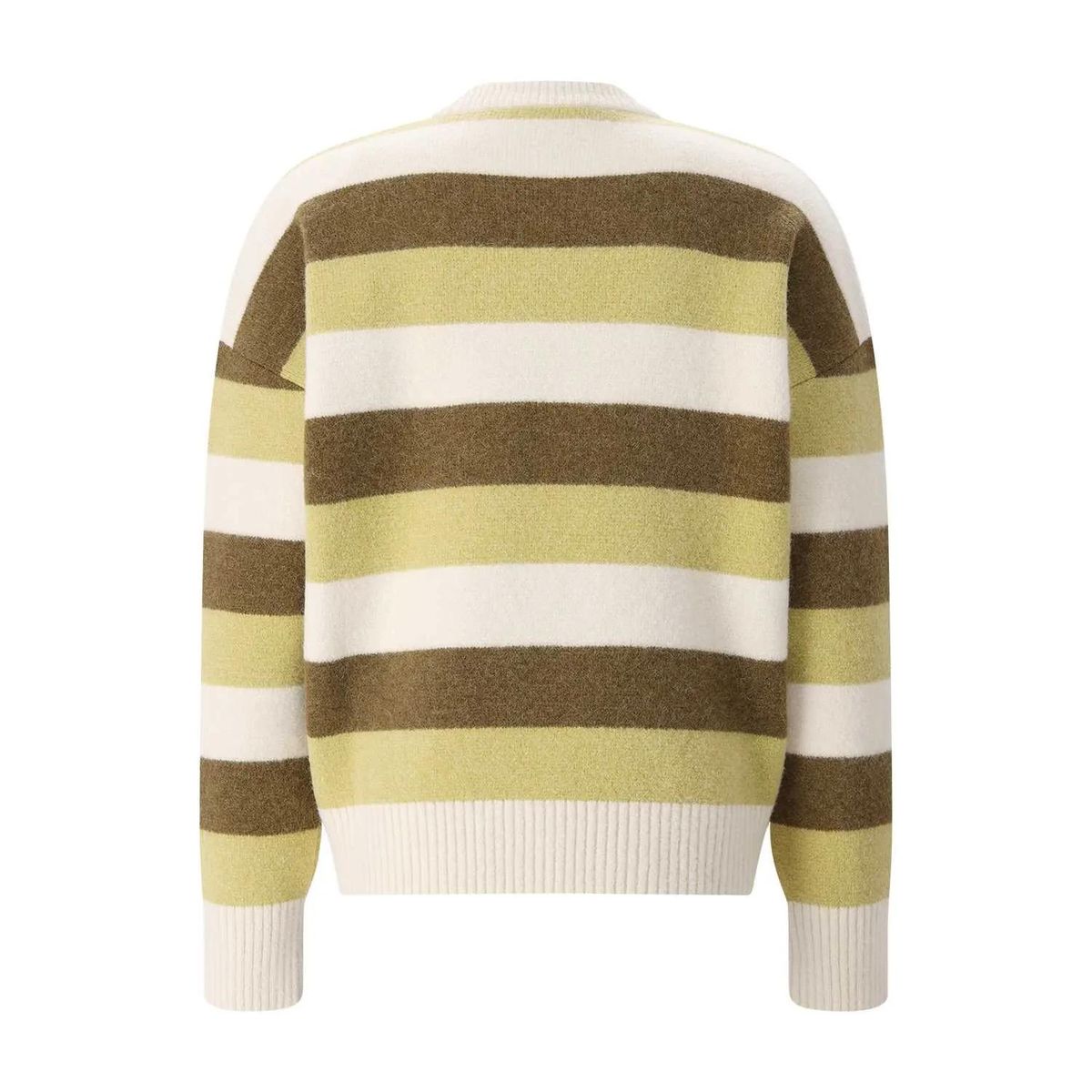 Gestreifter Wollmischung Rundhals-Pullover