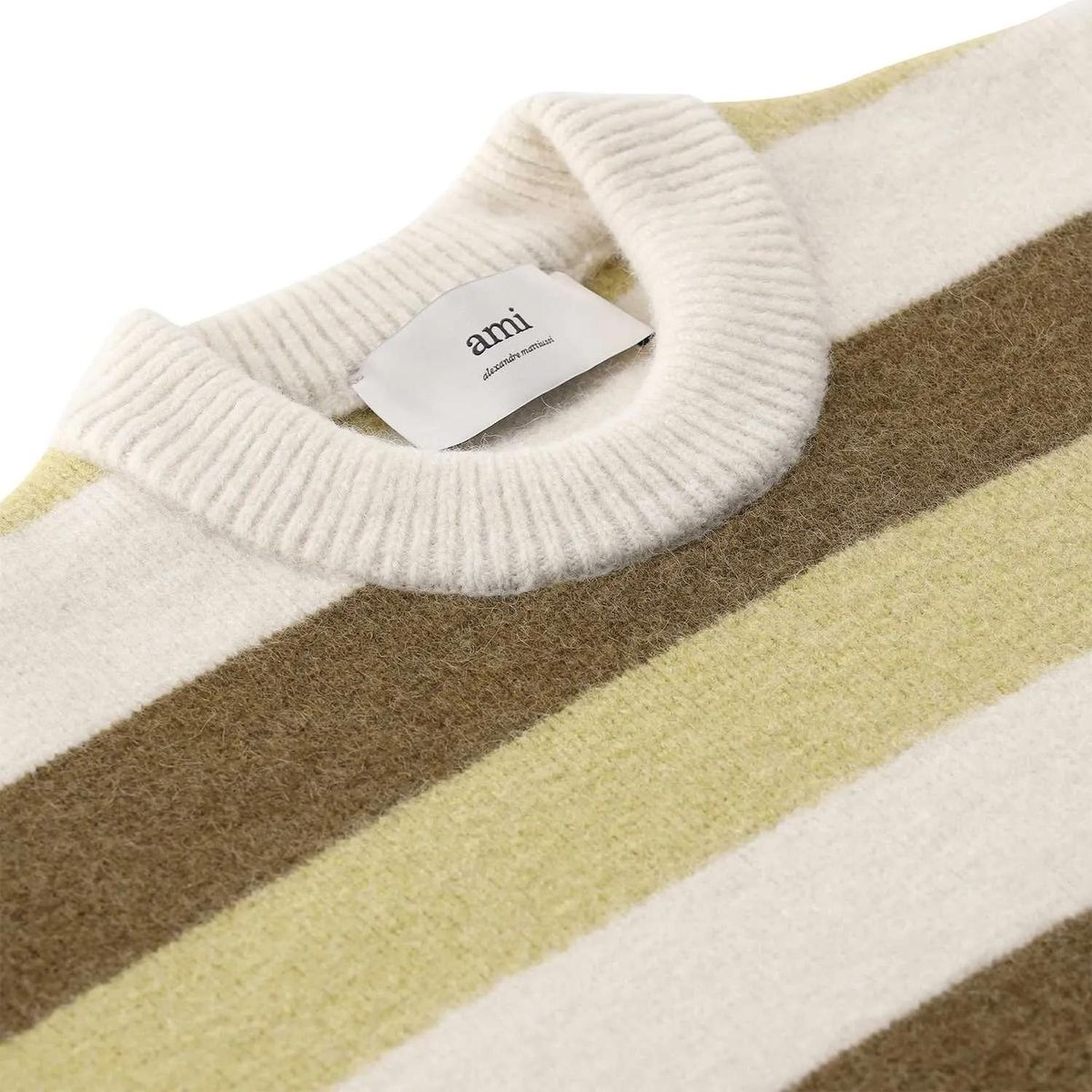 Gestreifter Wollmischung Rundhals-Pullover