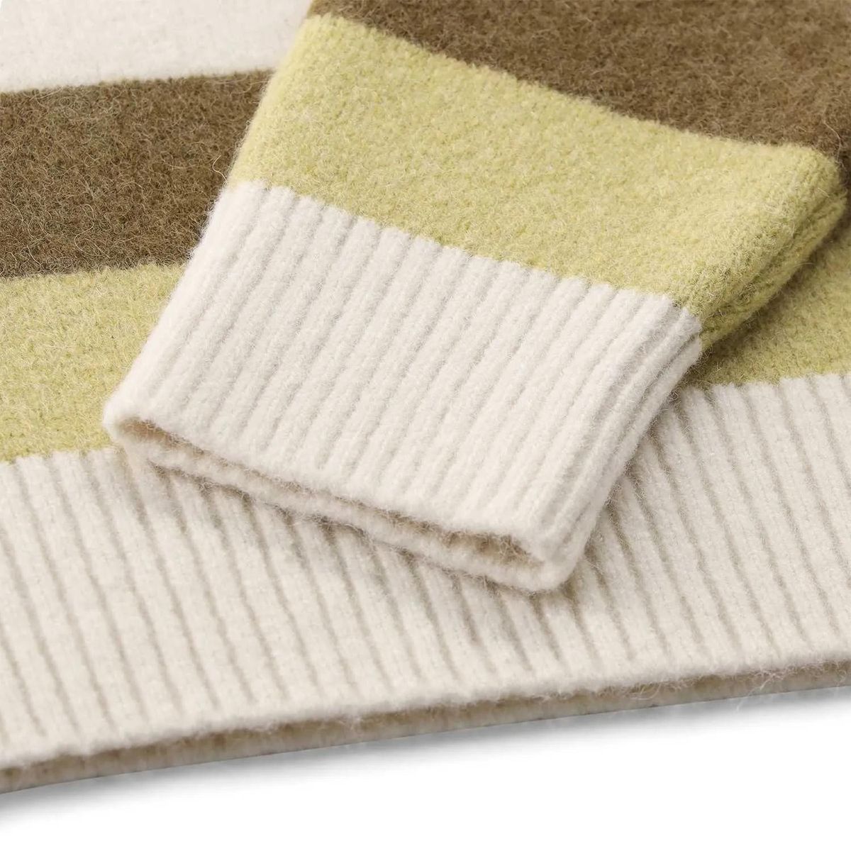 Gestreifter Wollmischung Rundhals-Pullover