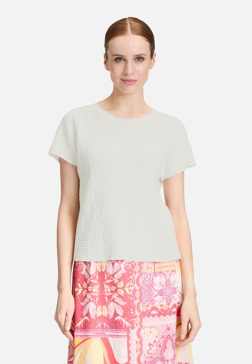 Strukturiertes Shirt mit Rundhalsausschnitt und lockerer Passform