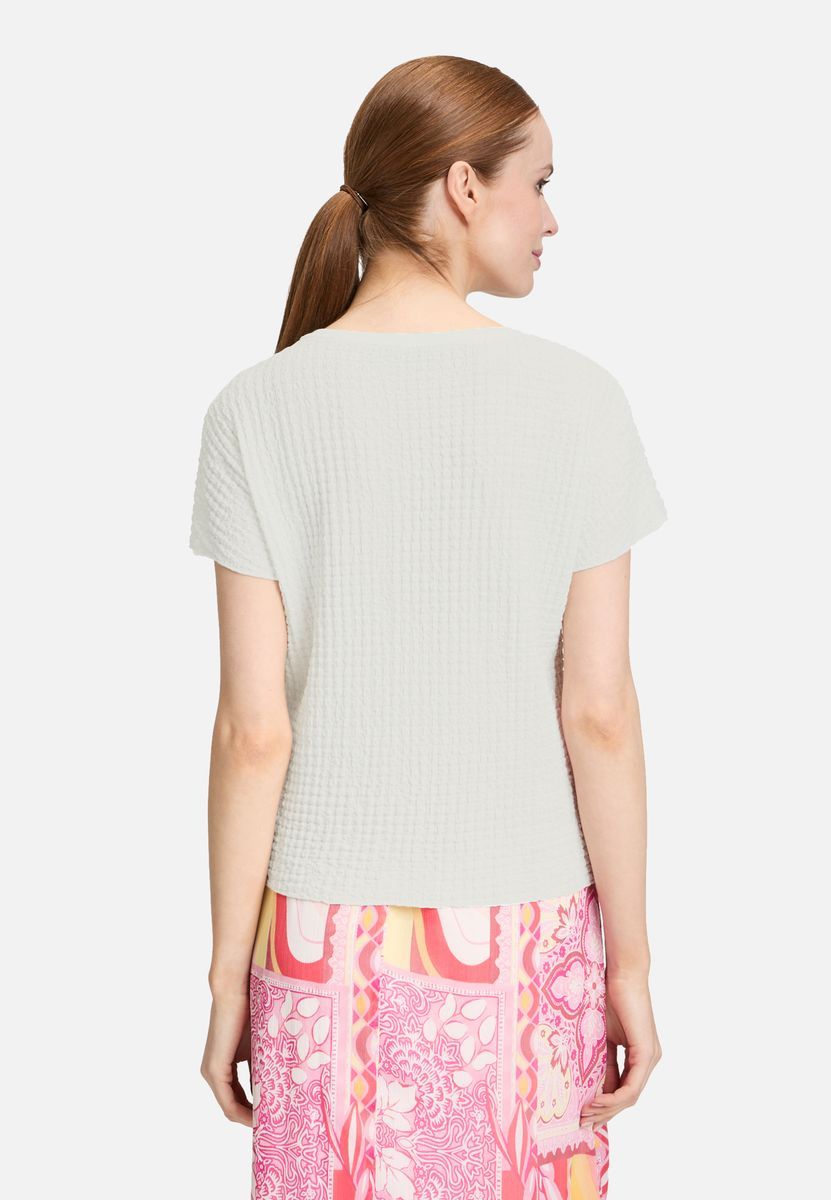 Strukturiertes Shirt mit Rundhalsausschnitt und lockerer Passform