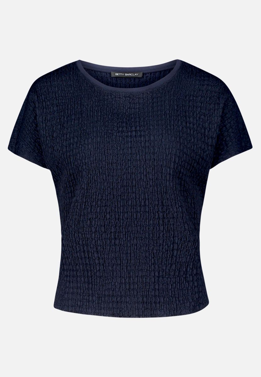 Strukturshirt mit U-Boot-Ausschnitt