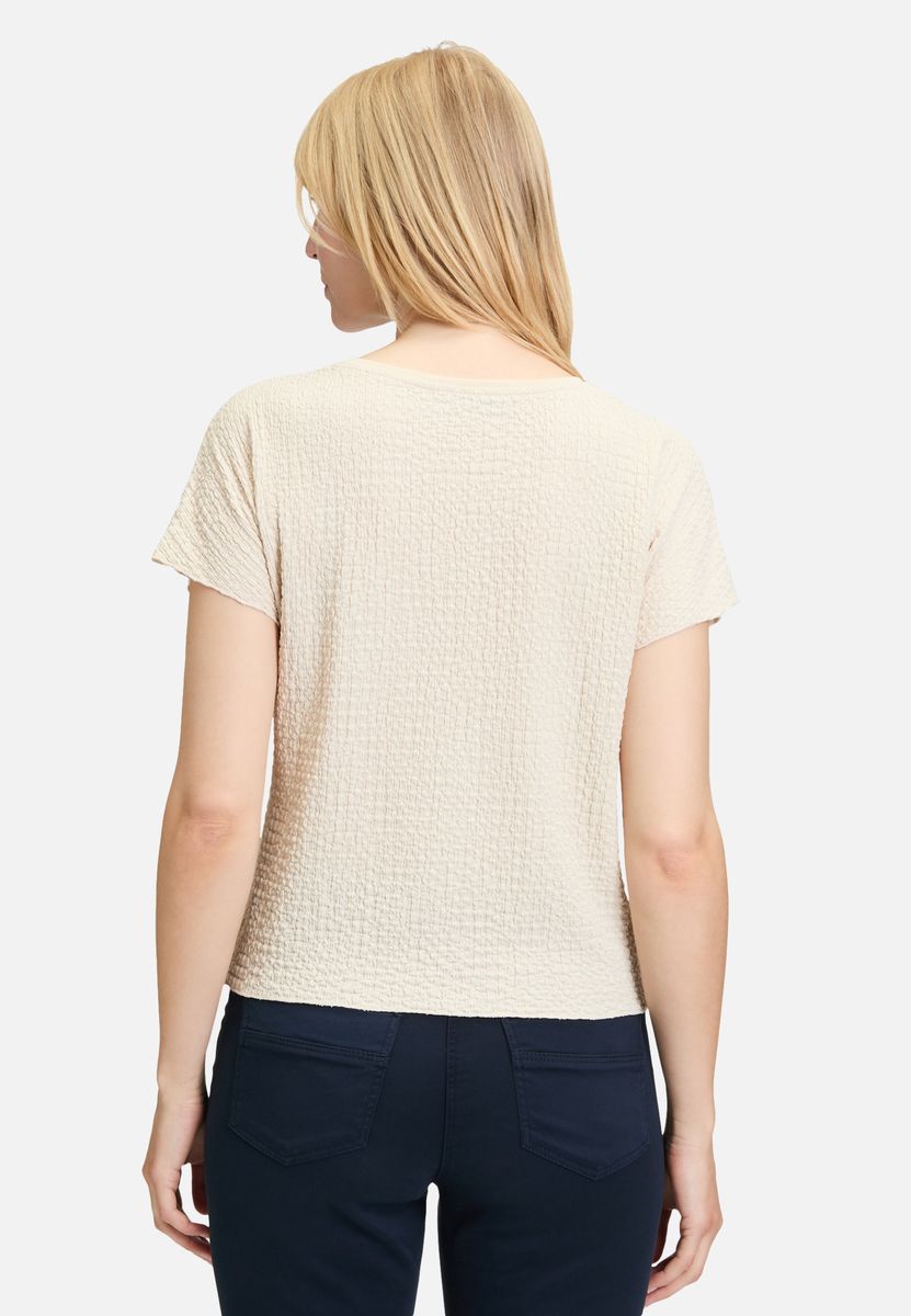 Strukturshirt mit U-Boot-Ausschnitt