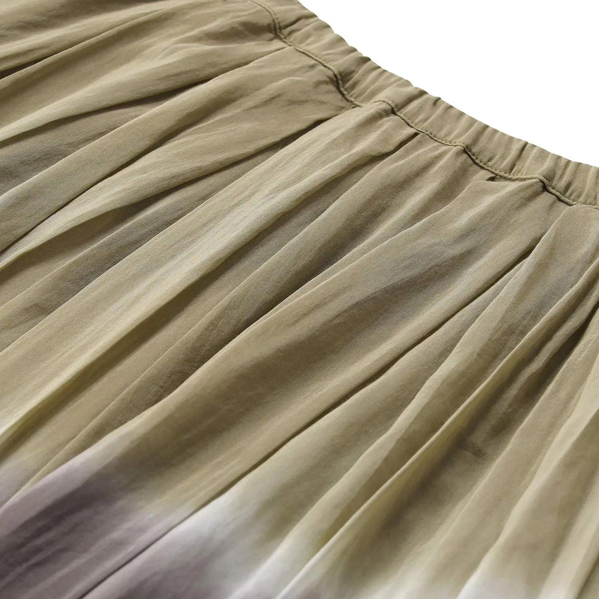 Ombre Plissee Baumwoll-Seiden Midirock
