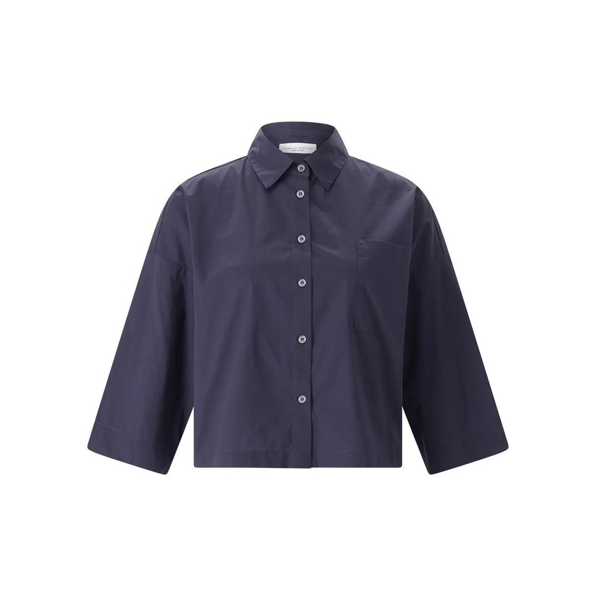 Kurzes kastenförmiges Baumwollhemd mit Knopfleiste