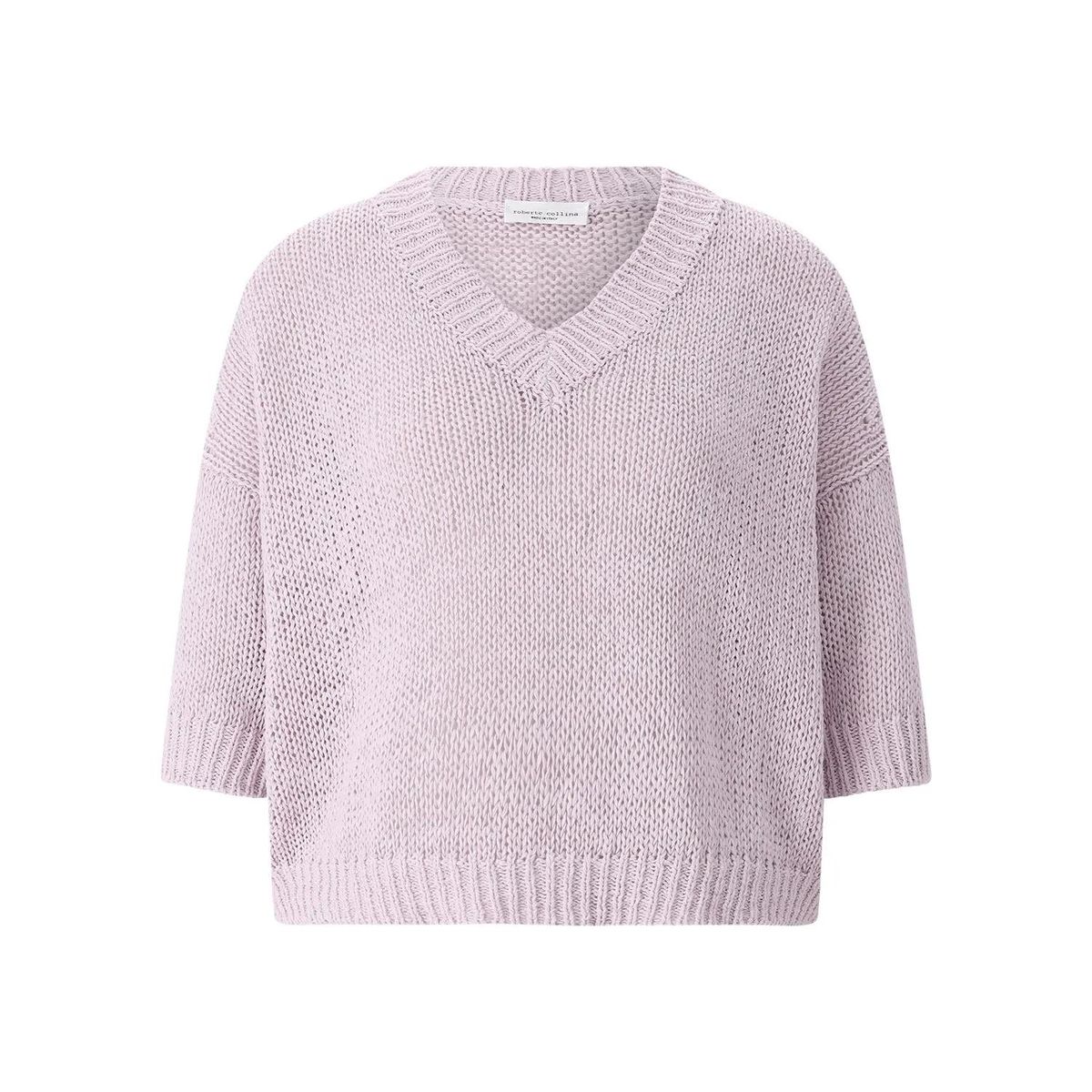 Locker geschnittener V-Ausschnitt Baumwollmischpullover