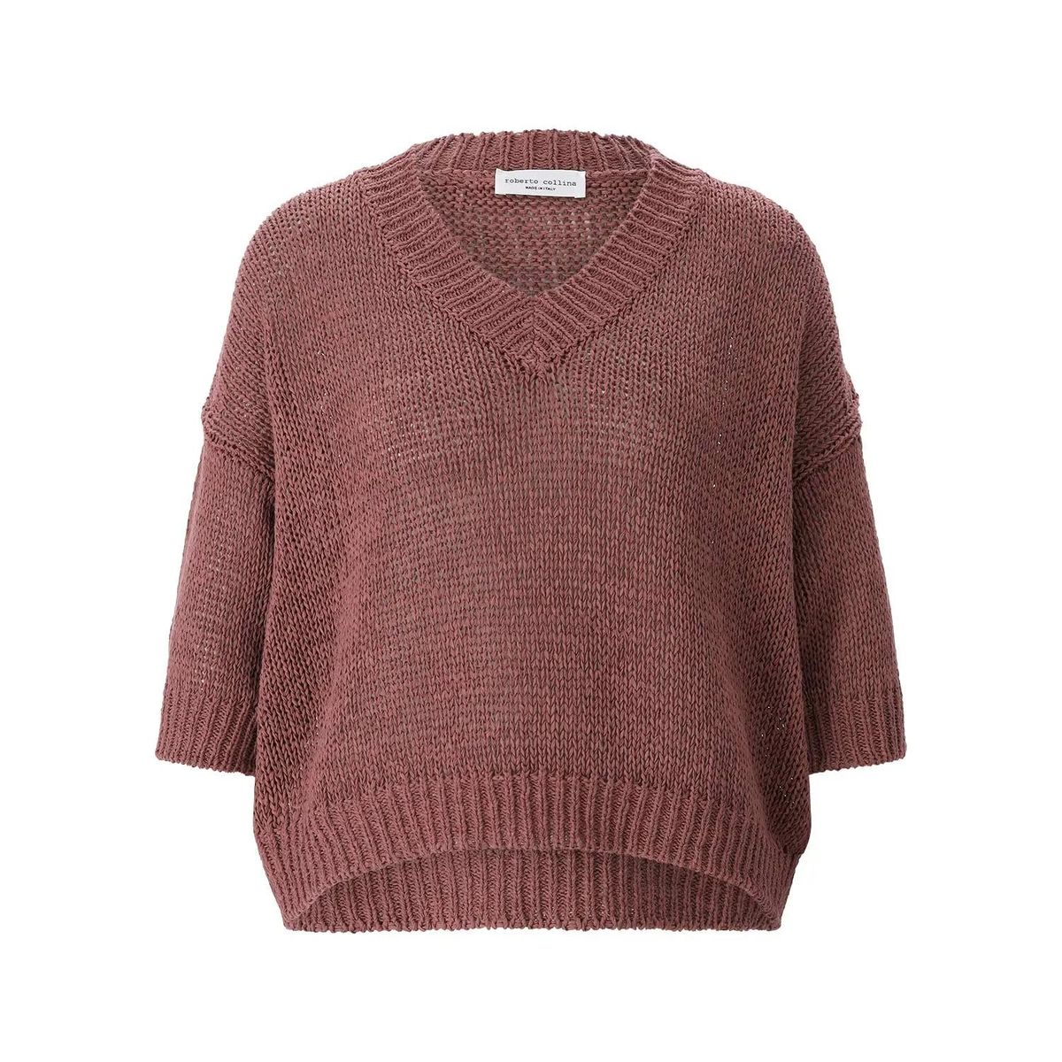 Locker geschnittener V-Ausschnitt Baumwollmischpullover