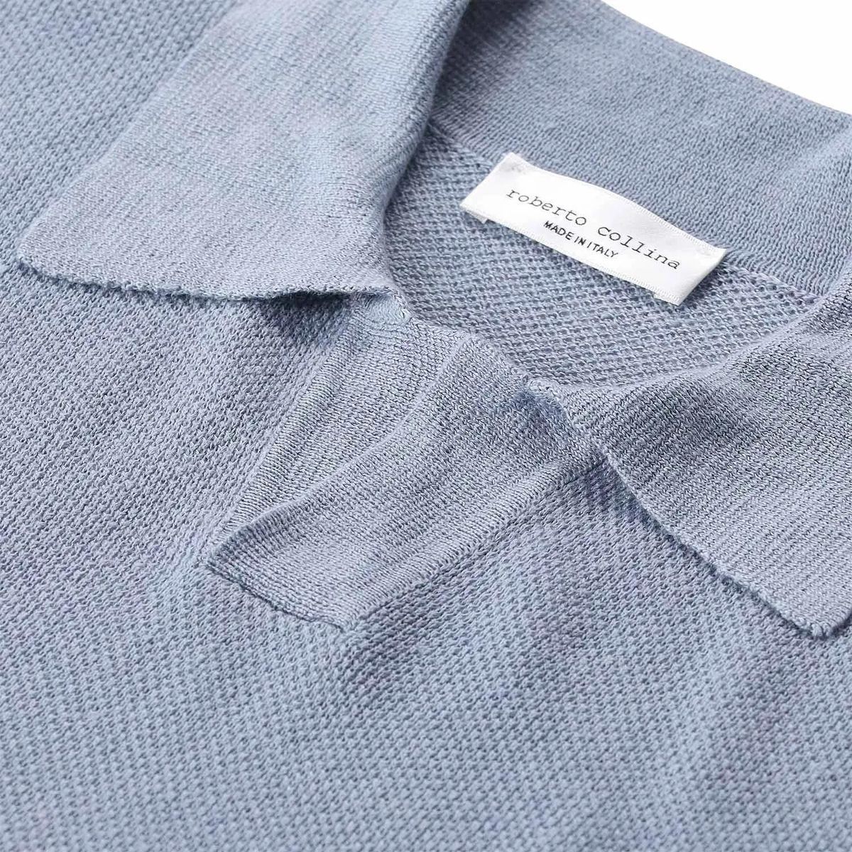 Kurzärmeliges Poloshirt aus Leinenstrick