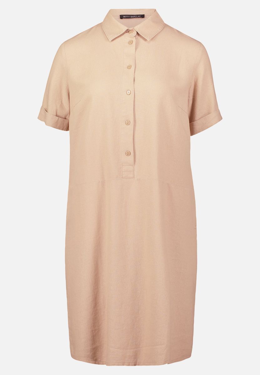 Klassisches Leinenhemdblusenkleid mit Knöpfen