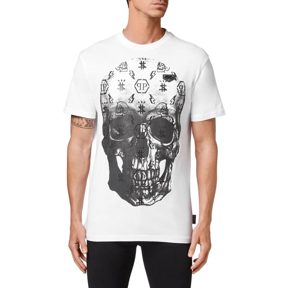 Baumwoll T-Shirt mit Grafik Schädel Print
