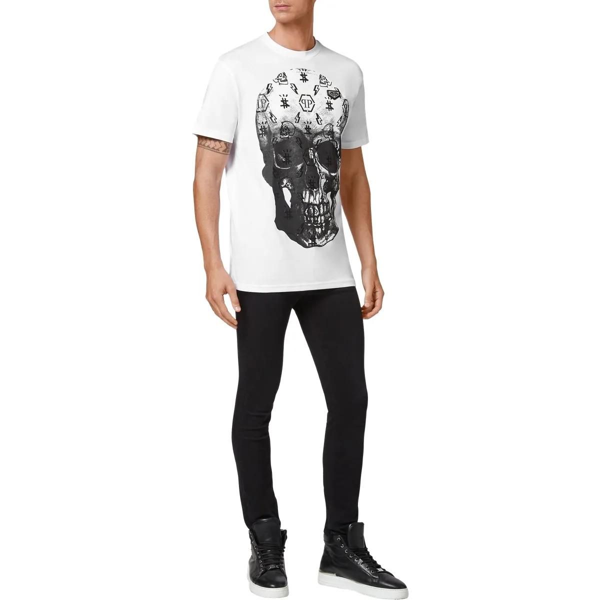 Baumwoll T-Shirt mit Grafik Schädel Print