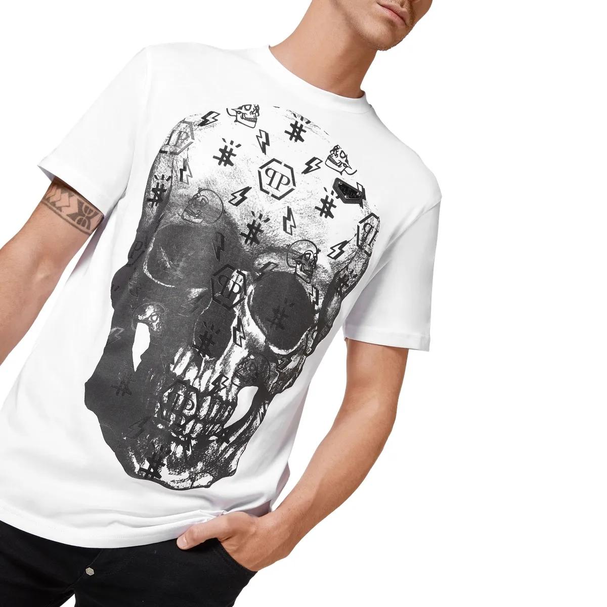 Baumwoll T-Shirt mit Grafik Schädel Print