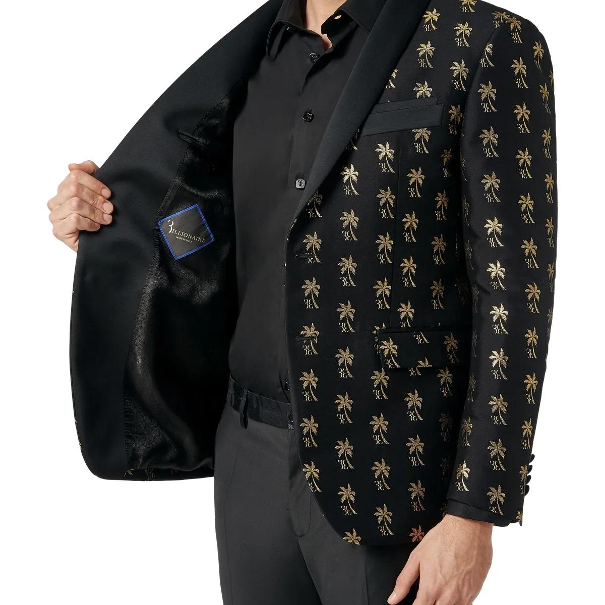 Blazer mit Schalkragen und Palmenmuster