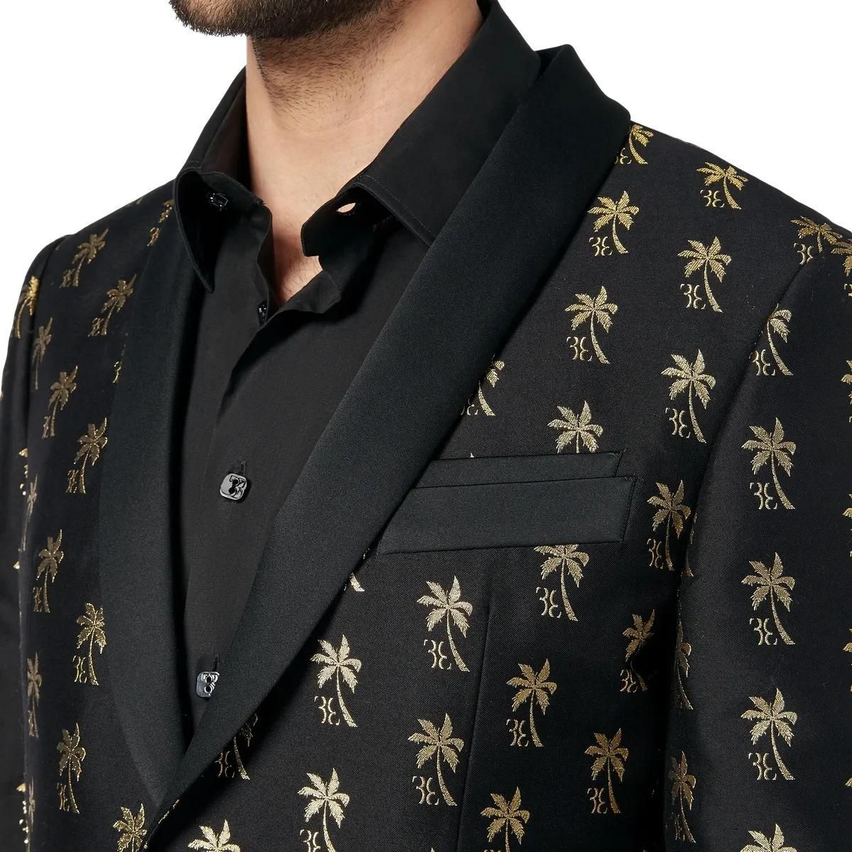 Blazer mit Schalkragen und Palmenmuster