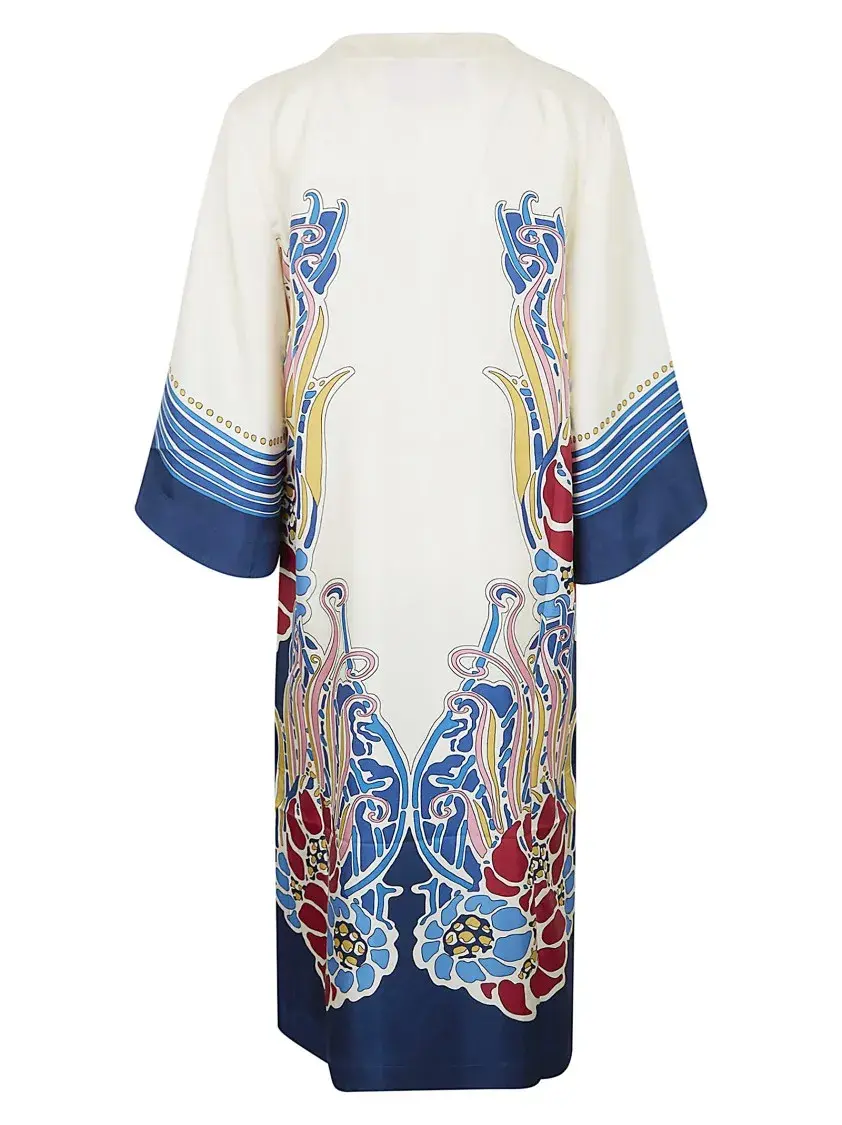 Gemustertes Kaftan-Kleid aus Seidentwill