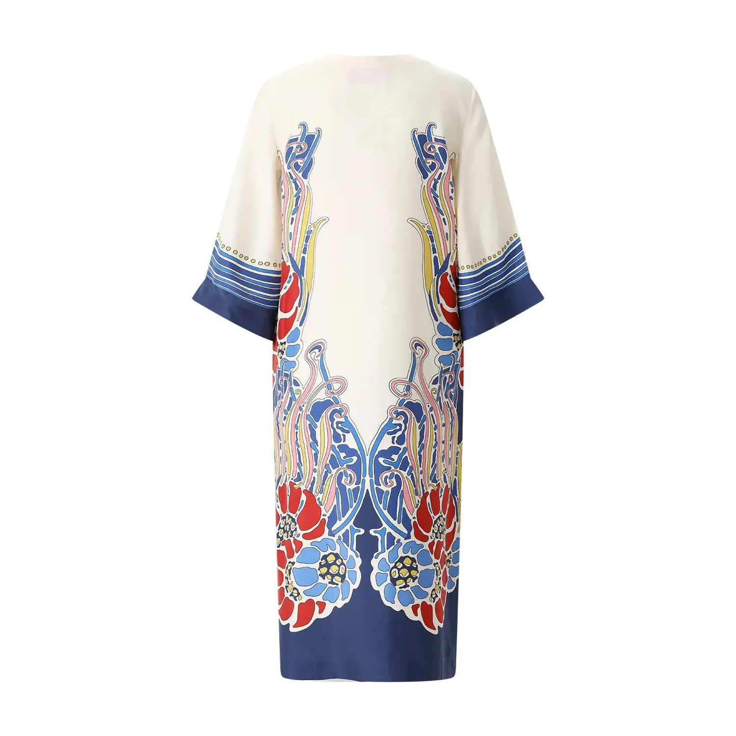 Gemustertes Kaftan-Kleid aus Seidentwill
