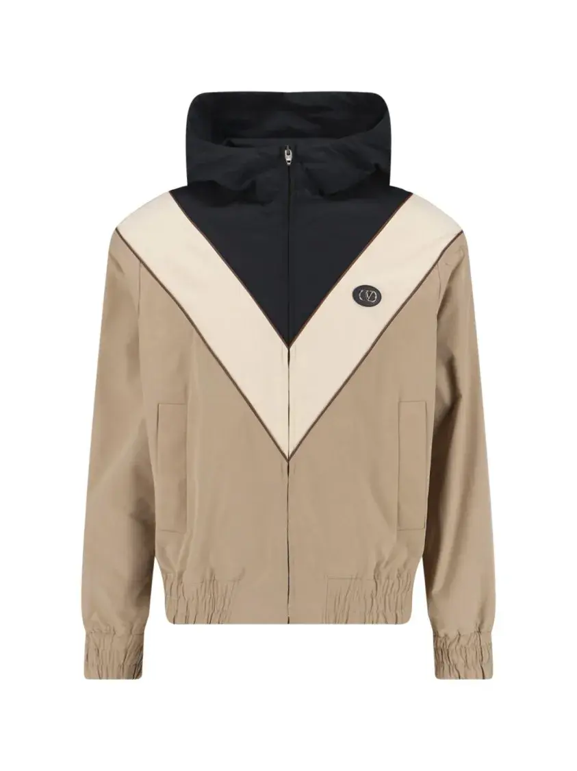 Kapuzenjacke mit Farbblockdesign und Reißverschluss