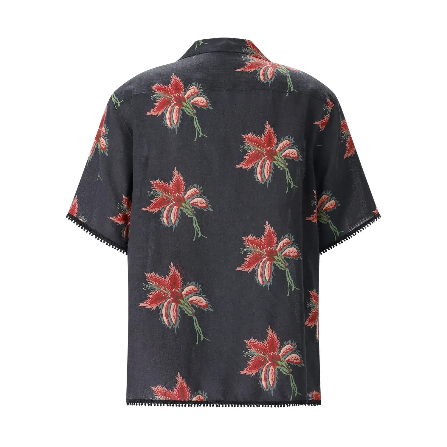 Bowling-Hemd aus Leinen mit Blumendruck