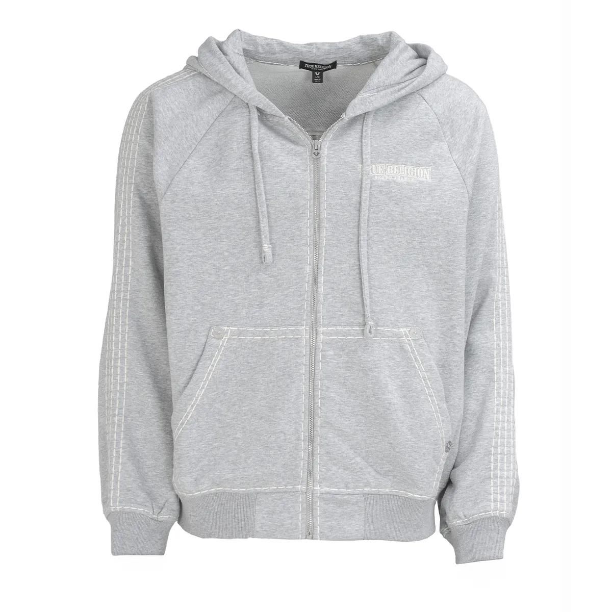 Grauer Fleece-Zip-Hoodie aus Baumwolle