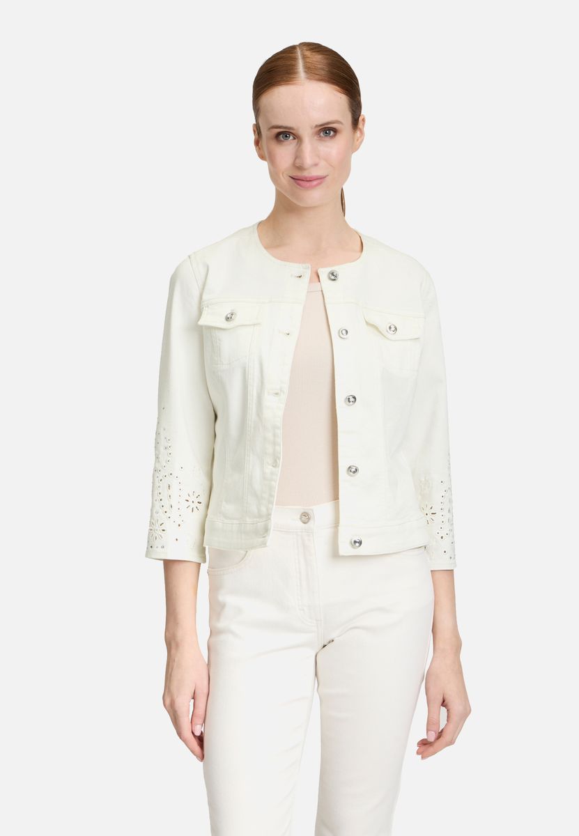 Kurze Jeansjacke mit Stickerei