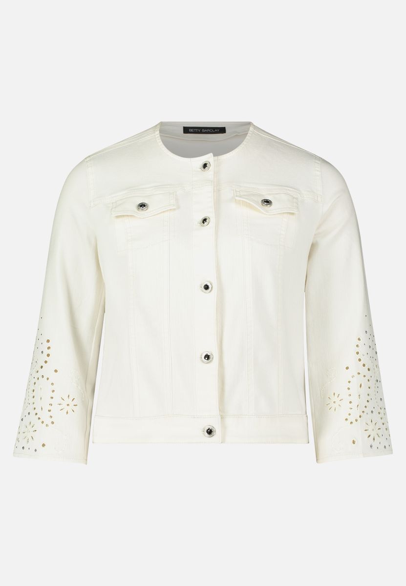 Kurze Jeansjacke mit Stickerei