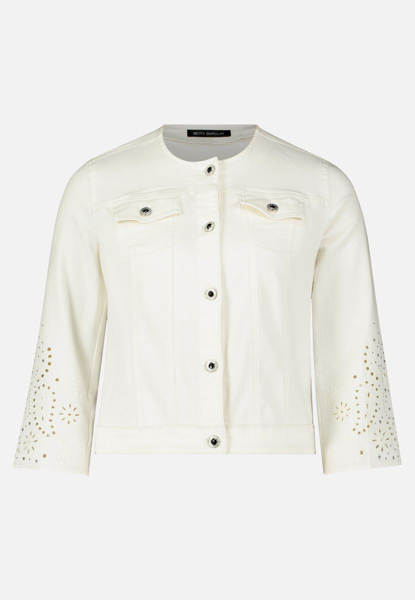 Kurze Jeansjacke mit Stickerei