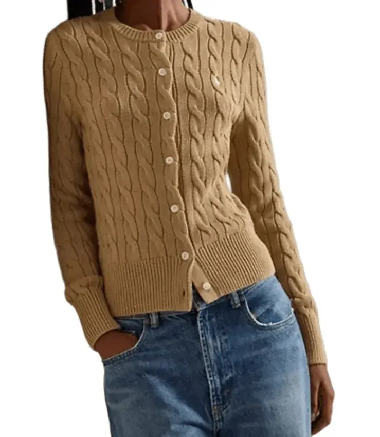 Klassische Zopfmuster-Strickjacke