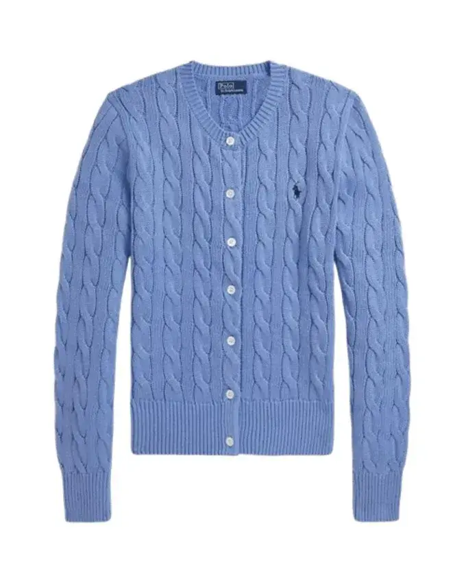 Baumwoll-Cardigan mit Zopfmuster