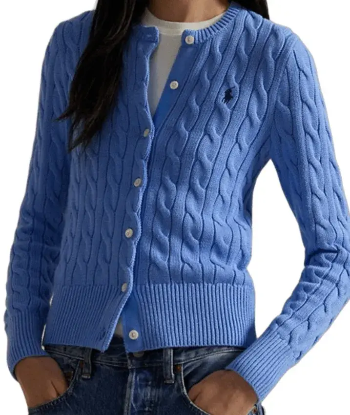 Baumwoll-Cardigan mit Zopfmuster