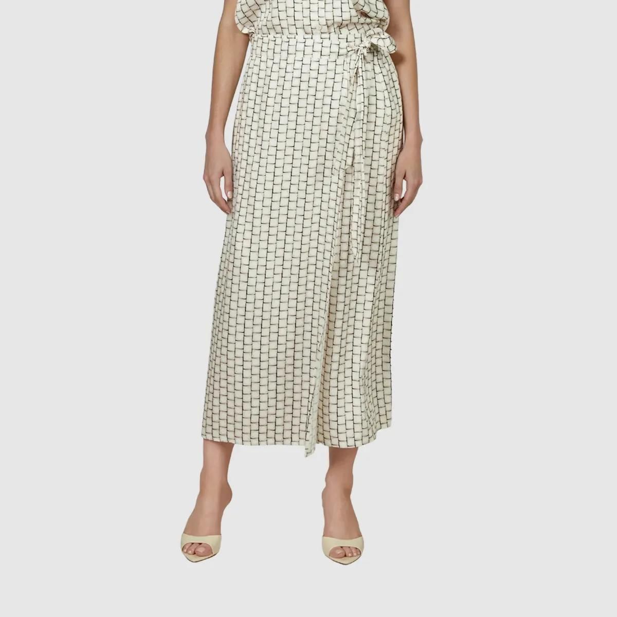 Gemusterter Viskose-Satin-Wickel-Midi-Rock