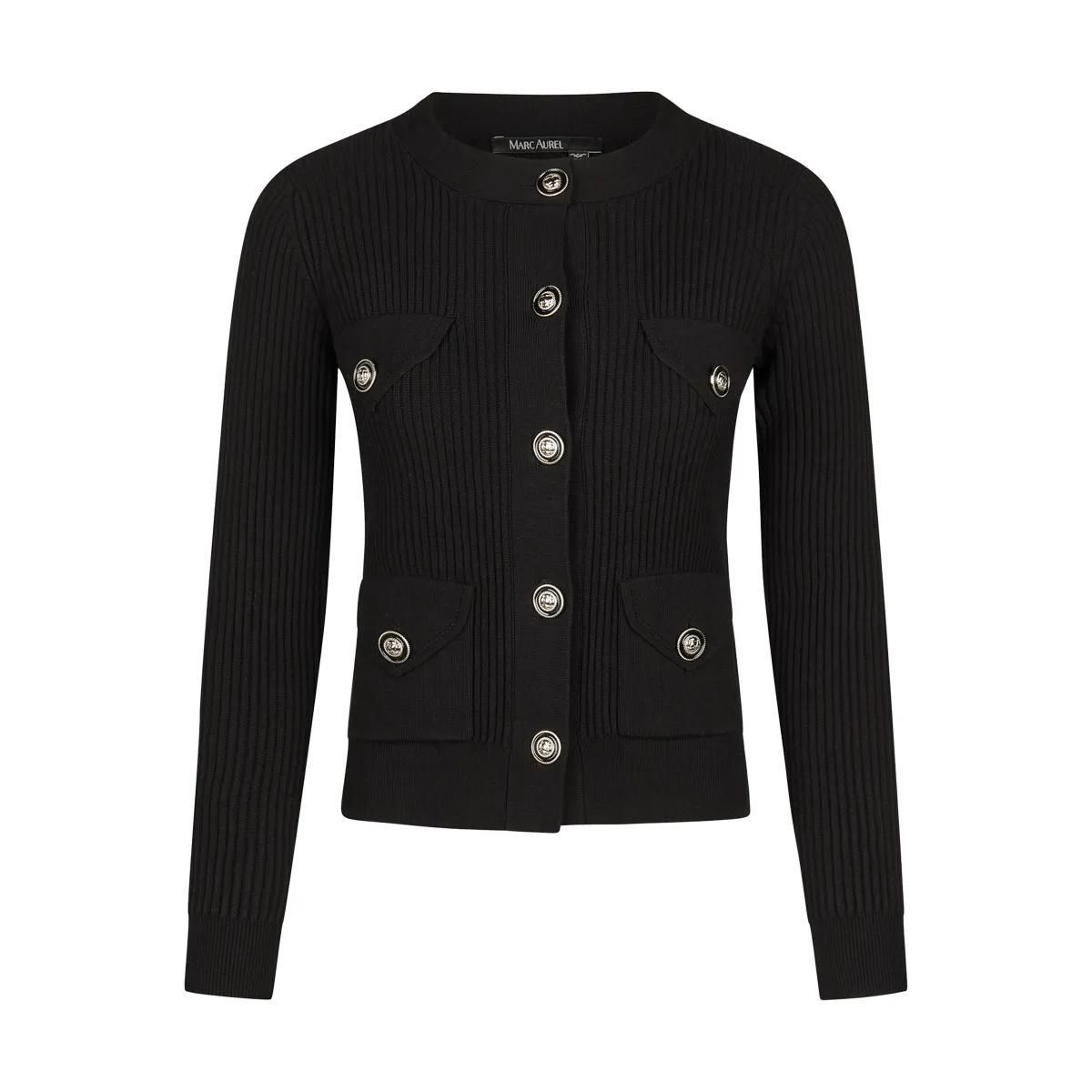 Klassische Strickjacke mit Rippenmuster und Taschen