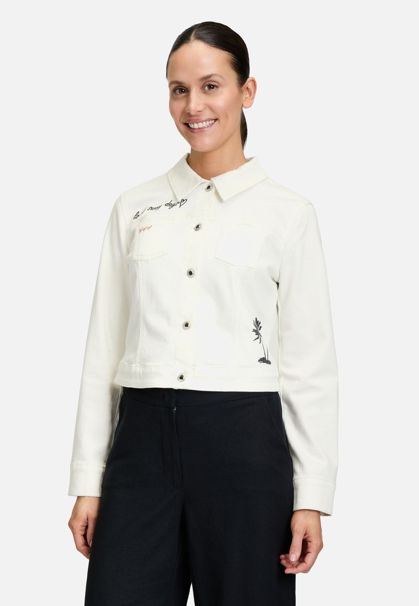 Kurze Jeansjacke mit Stickerei