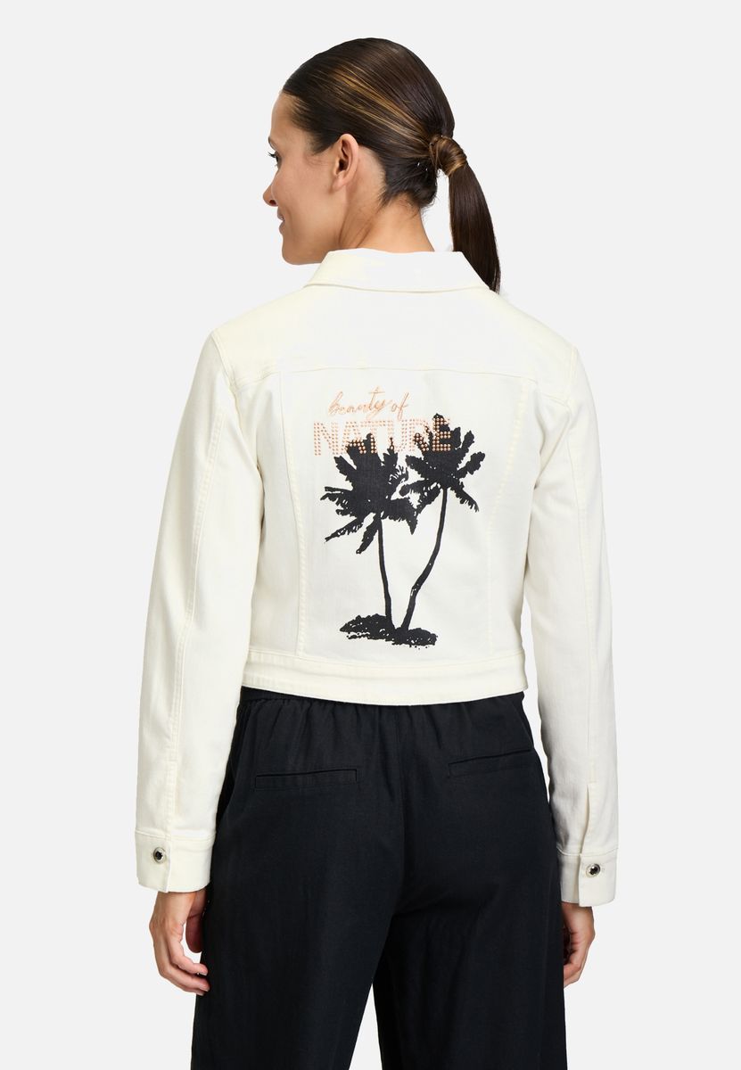 Kurze Jeansjacke mit Stickerei