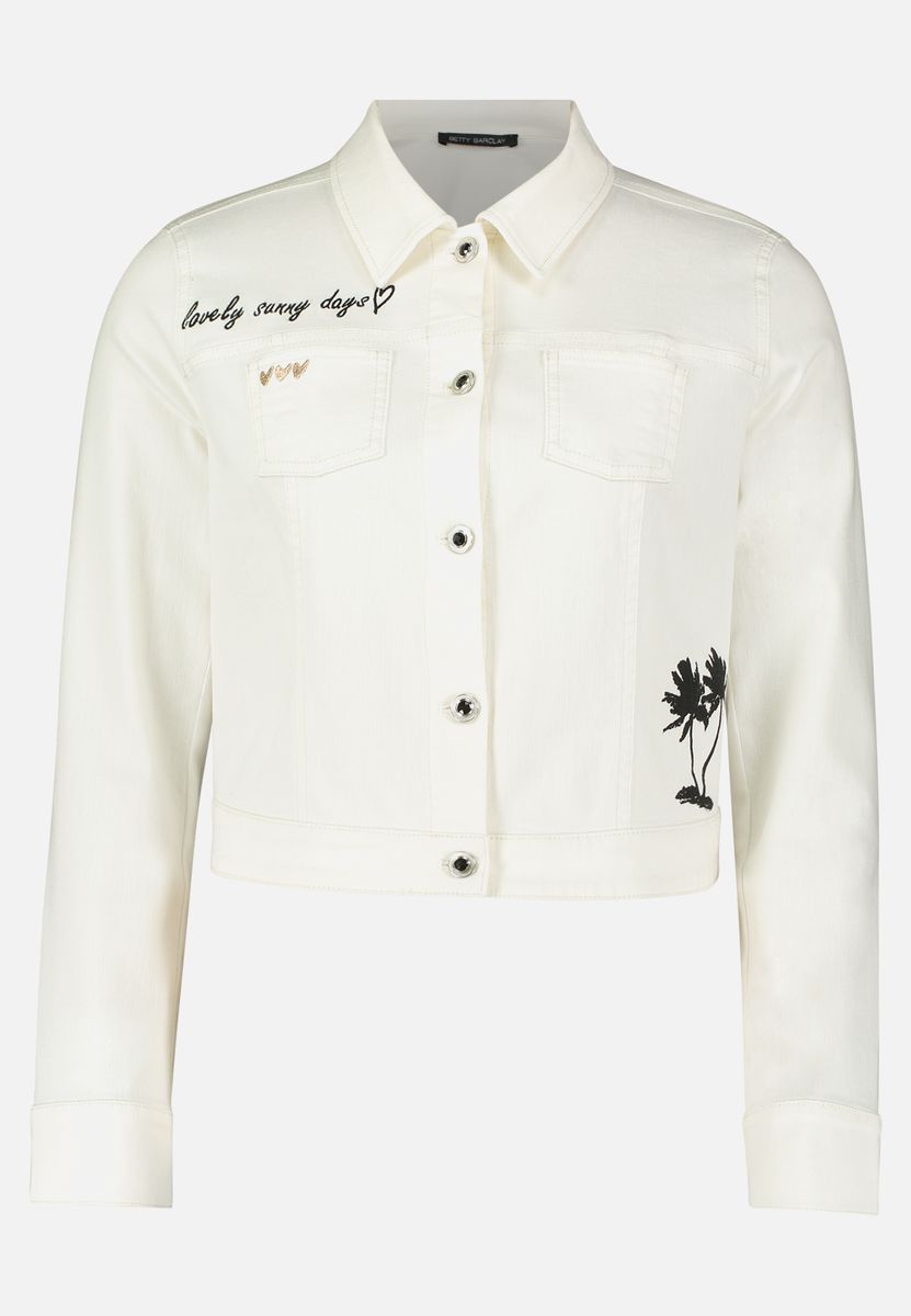 Kurze Jeansjacke mit Stickerei