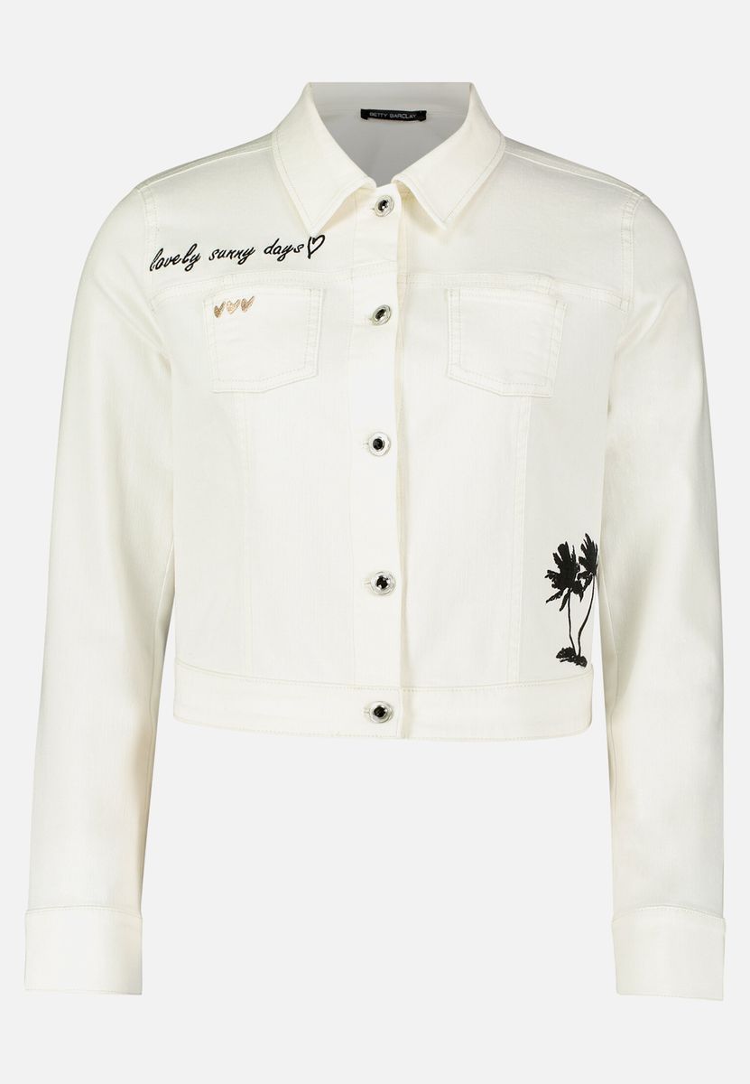 Kurze Jeansjacke mit Stickerei