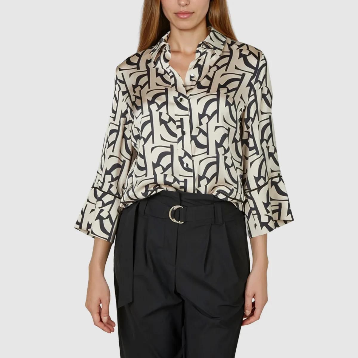 Viskose Satin Bluse mit abstraktem Print
