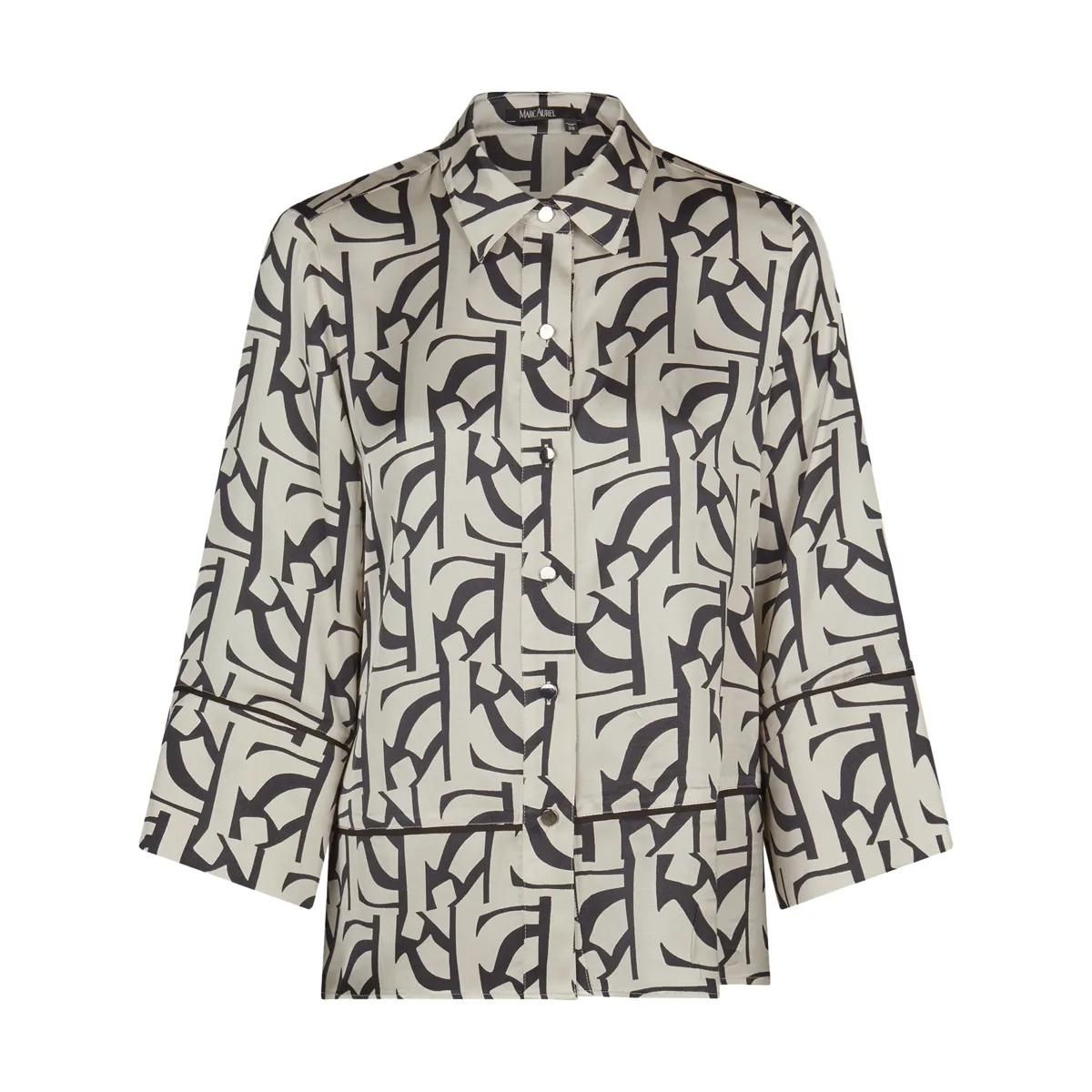 Viskose Satin Bluse mit abstraktem Print