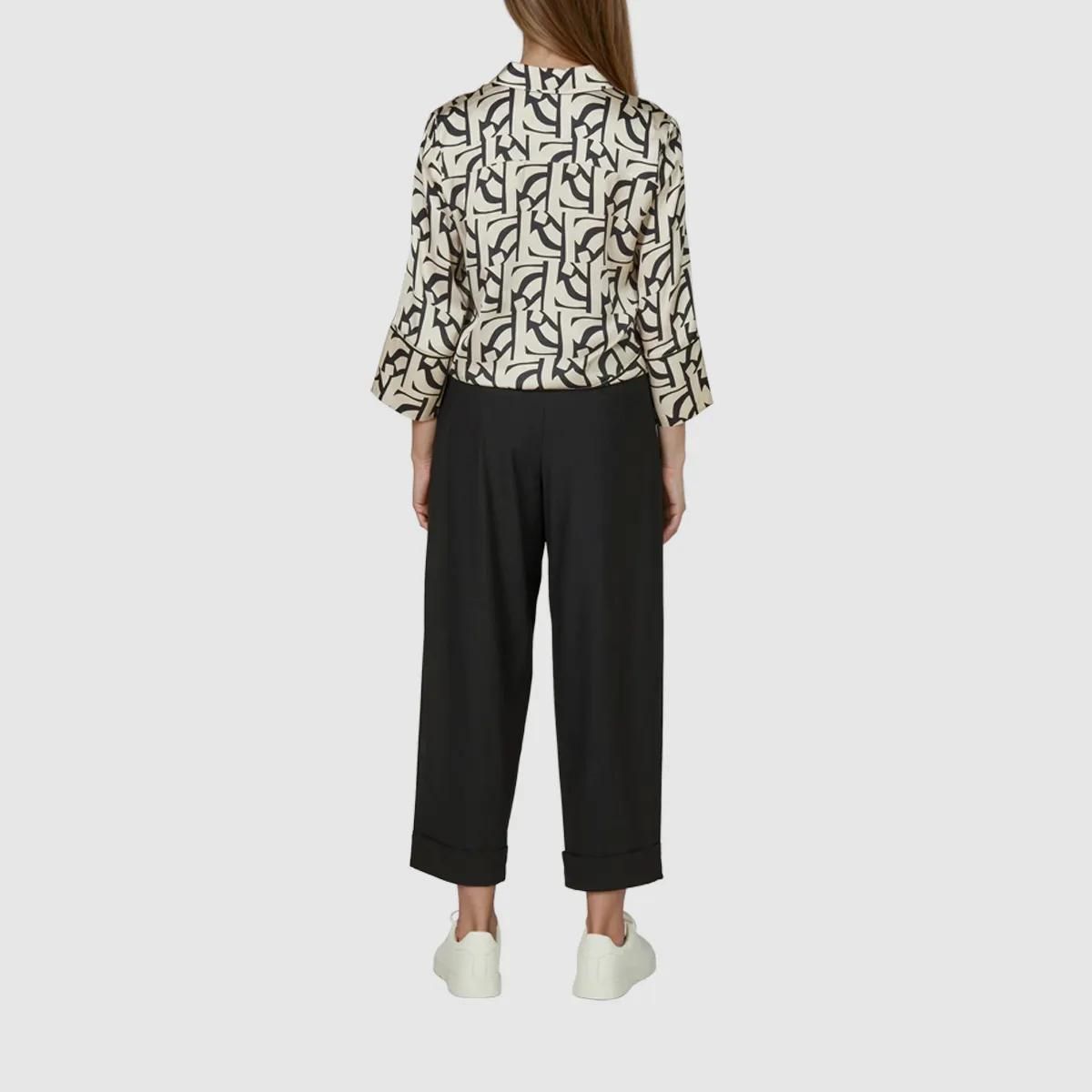 Viskose Satin Bluse mit abstraktem Print