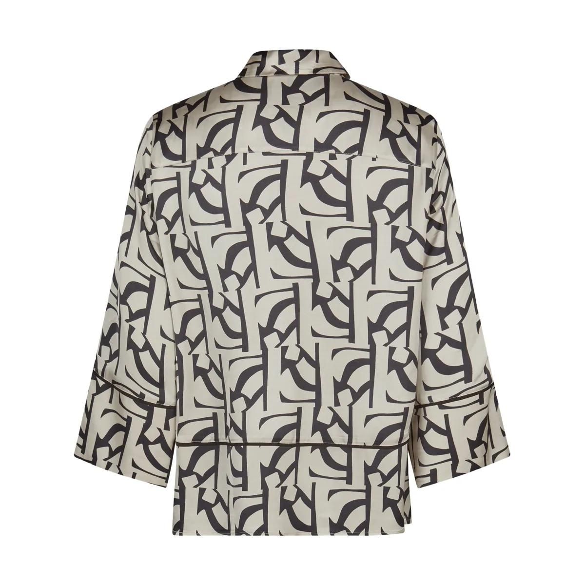 Viskose Satin Bluse mit abstraktem Print