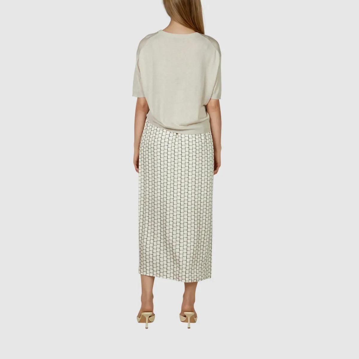 Funkelndes beiges Kurzarm-Strickoberteil