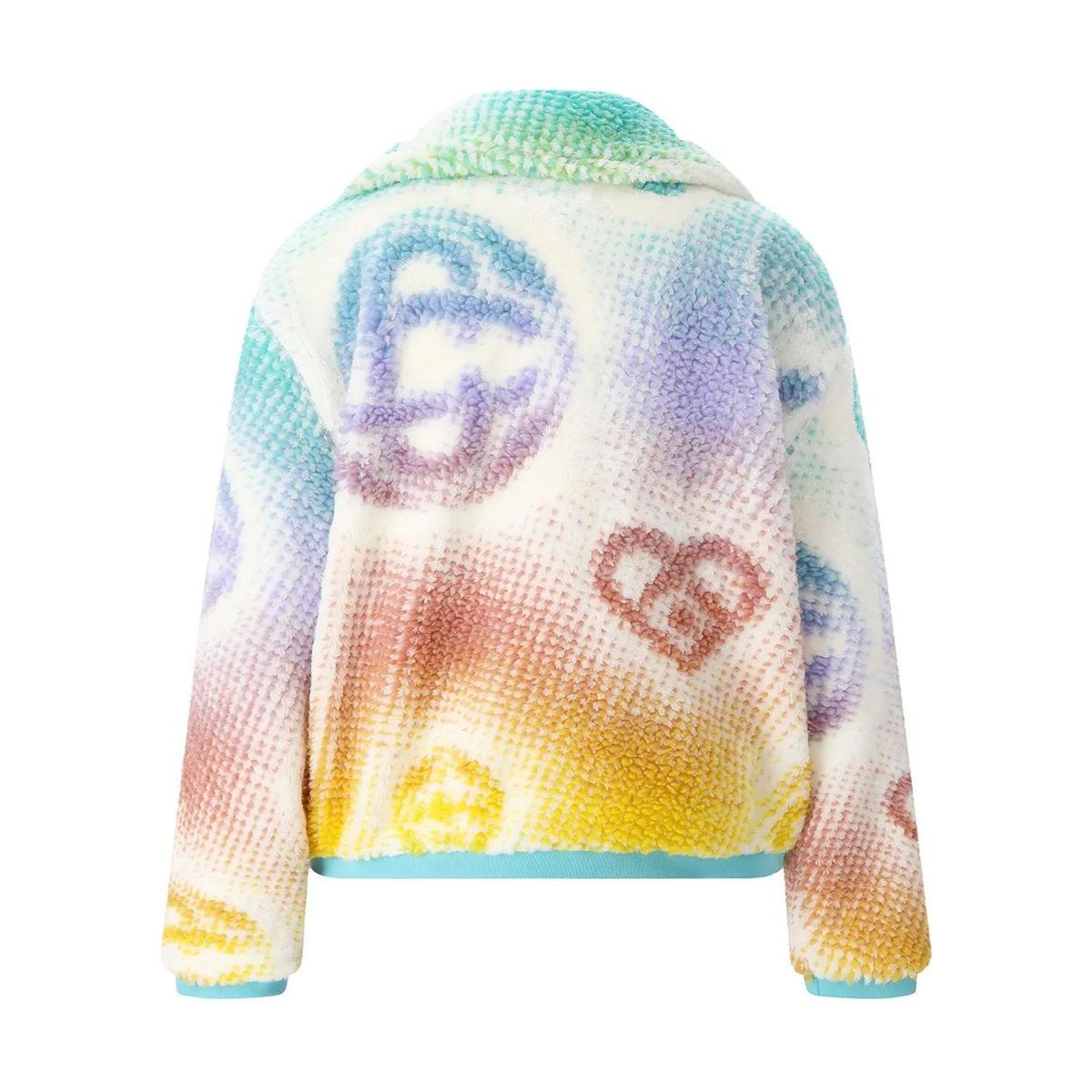 Fleecejacke mit Reißverschluss und Monogramm