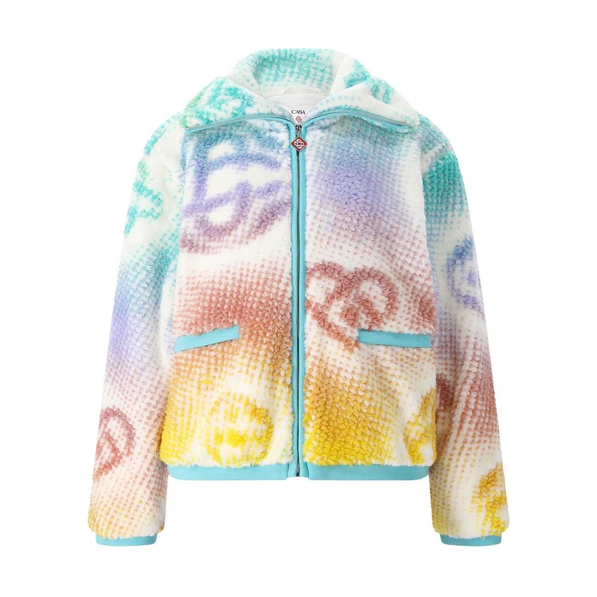 Fleecejacke mit Reißverschluss und Monogramm