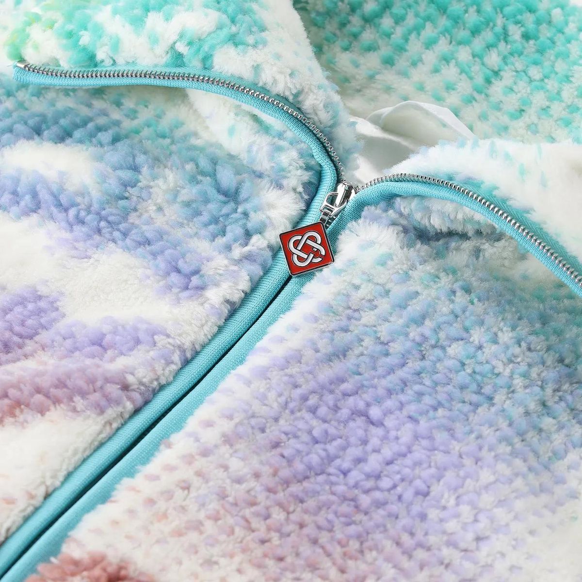 Fleecejacke mit Reißverschluss und Monogramm