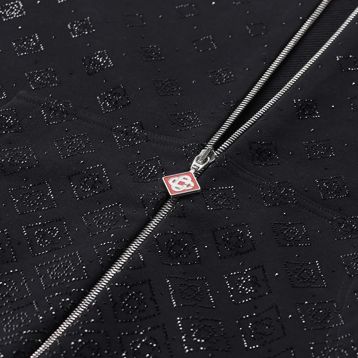 Funkelnder Monogramm-Kapuzenpullover mit Reißverschluss